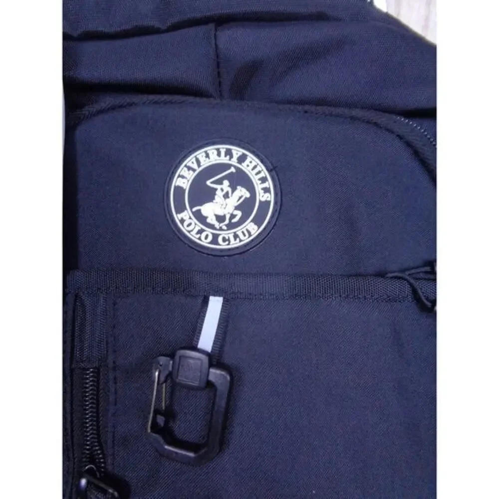 Beverly Hills Polo Club BHPC Backpack‎ Black With White Logo Cushioned Straps